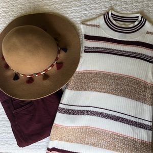 Fall colors faux turtle neck sleeveless top